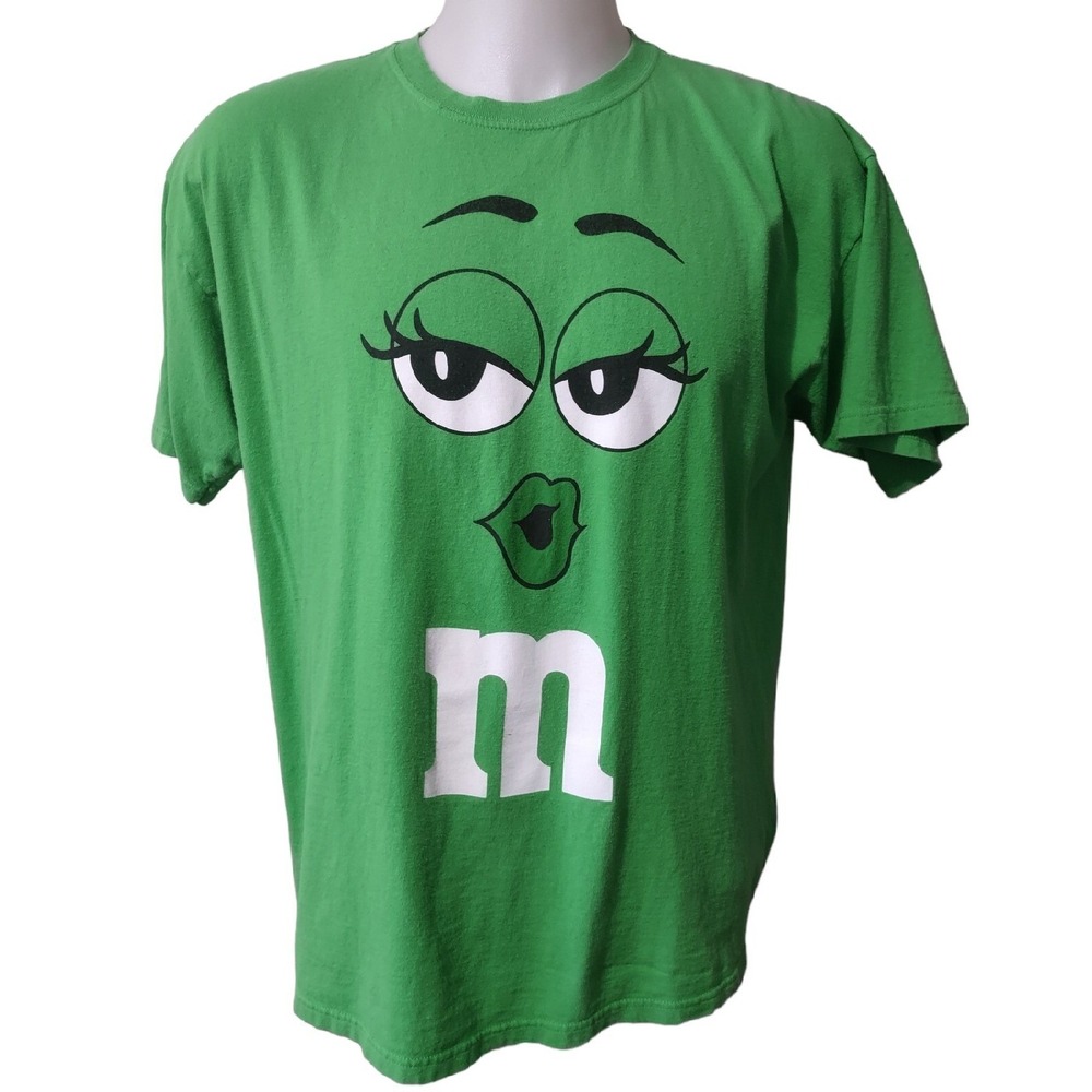 M&M's T-Shirt Green Crewneck Woman's‎ Adult Size X-Large Mars Candy Short Sleeve
